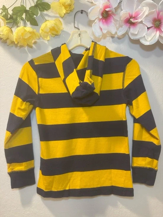 Gymboree Yellow and Black Striped Hooded Henley Long-Sleeve Tee - Picture 3 of 11
